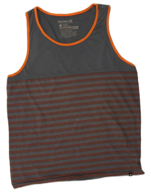 Hurley Ανδρικό γιλέκο Premium Fit Top μεγάλο γκρι βαμβακερό ριγέ