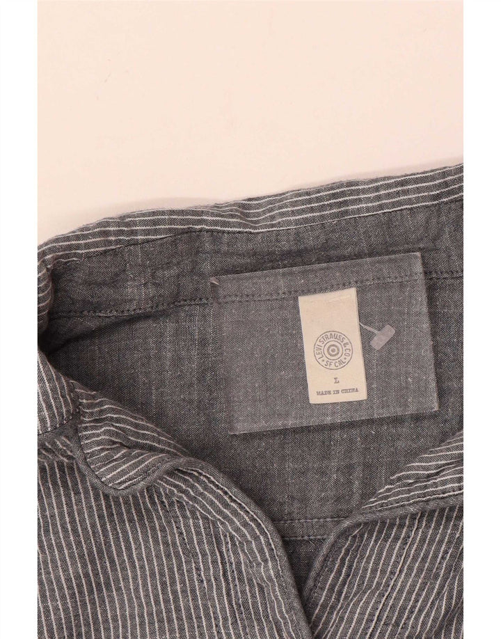 Levi's γυναικείο πουλόβερ φόρεμα UK 16 μεγάλο γκρι βαμβακερό ριγέ