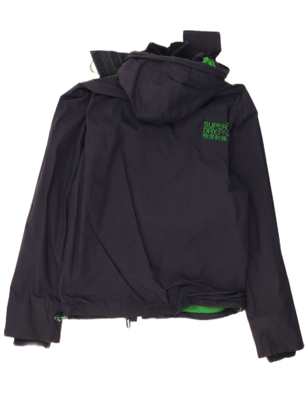 Γυναικείο μπουφάν SUPERDRY με κουκούλα αντιανεμικό UK 16 Large Navy Blue Polyester