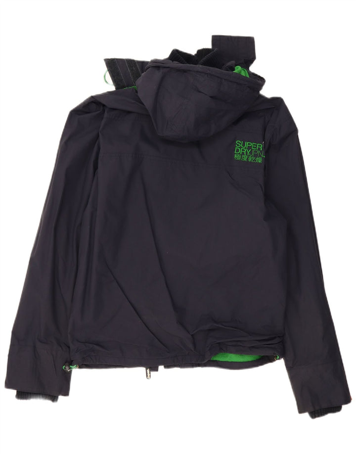 Γυναικείο μπουφάν SUPERDRY με κουκούλα αντιανεμικό UK 16 Large Navy Blue Polyester