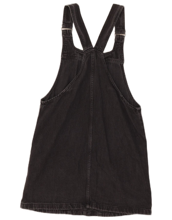 Topshop Womens Sleeveless Dungaree Dress UK 10 Small Black Cotton