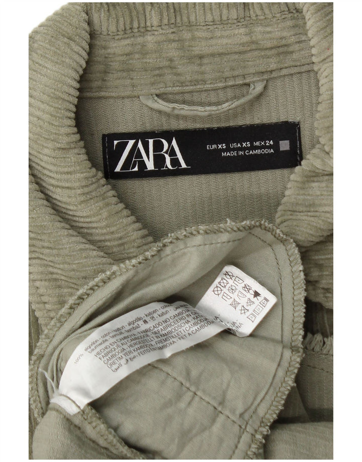 Γυναικείο πουκάμισο ZARA Loose Fit Κοτλέ πουκάμισο UK 6 XS Πράσινο βαμβακερό