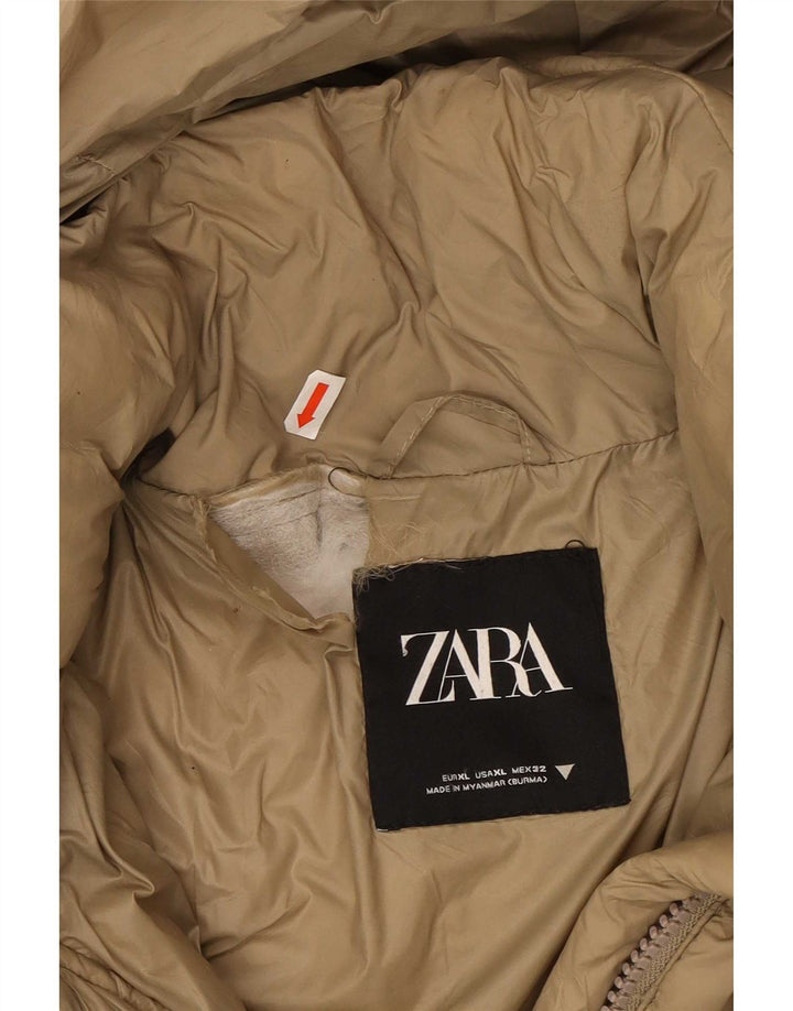 Zara Γυναικείο παλτό με κουκούλα μεγάλου μεγέθους, UK 18 XL Beige Polyester