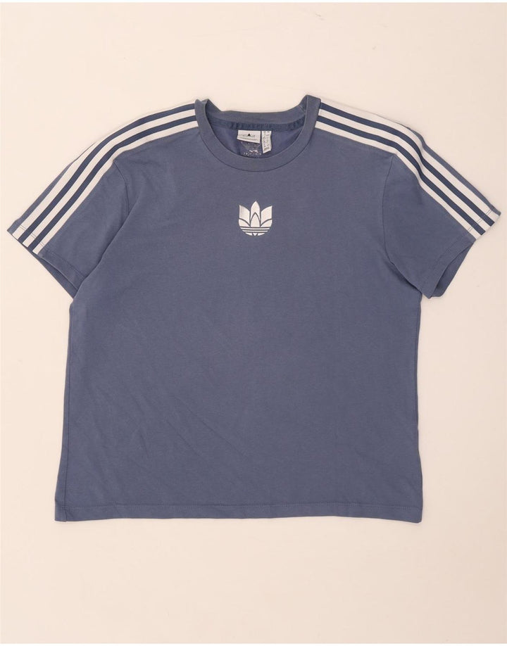 Γυναικείο T-Shirt Adidas Top UK 12 μεσαίο μπλε βαμβακερό