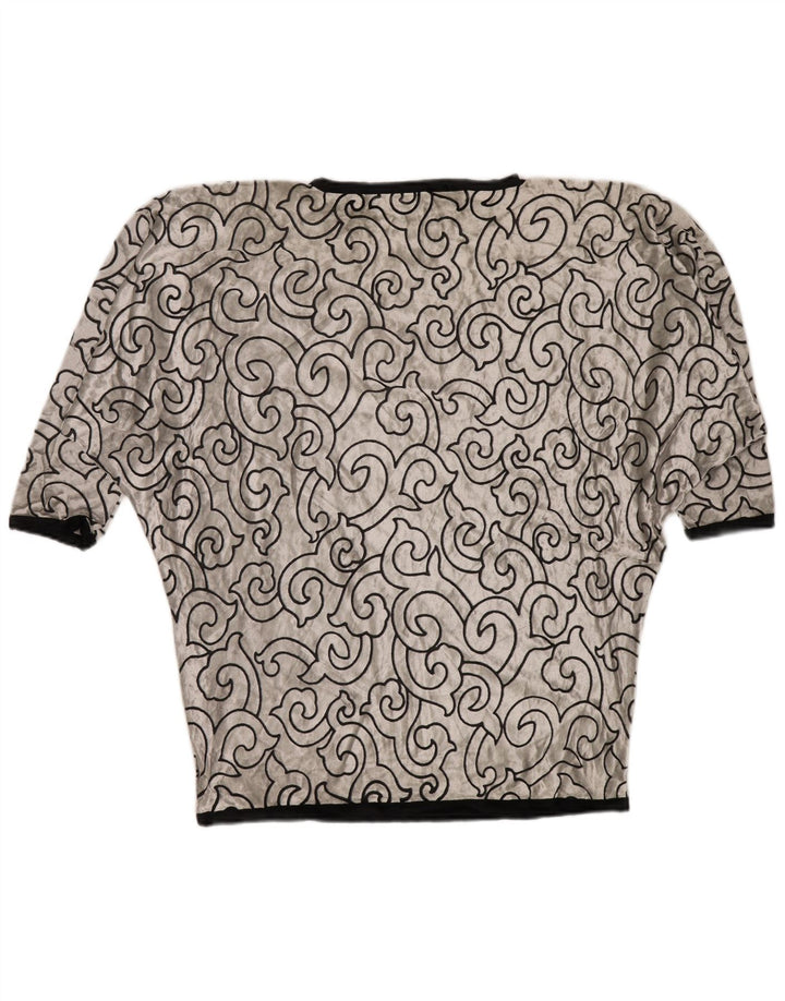 Γυναικείο βελούδινο ρόπαλο VINTAGE Top UK 22 3XL Ασημί γεωμετρική βισκόζη
