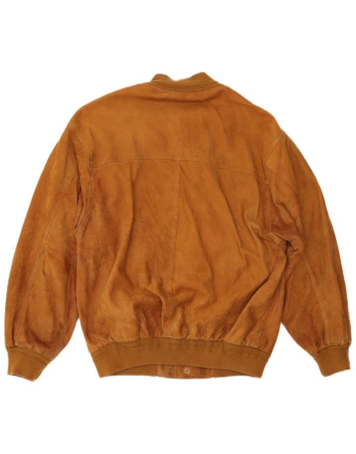 VINTAGE Ανδρικό Suede Bomber Jacket UK 38 Medium Beige Leather