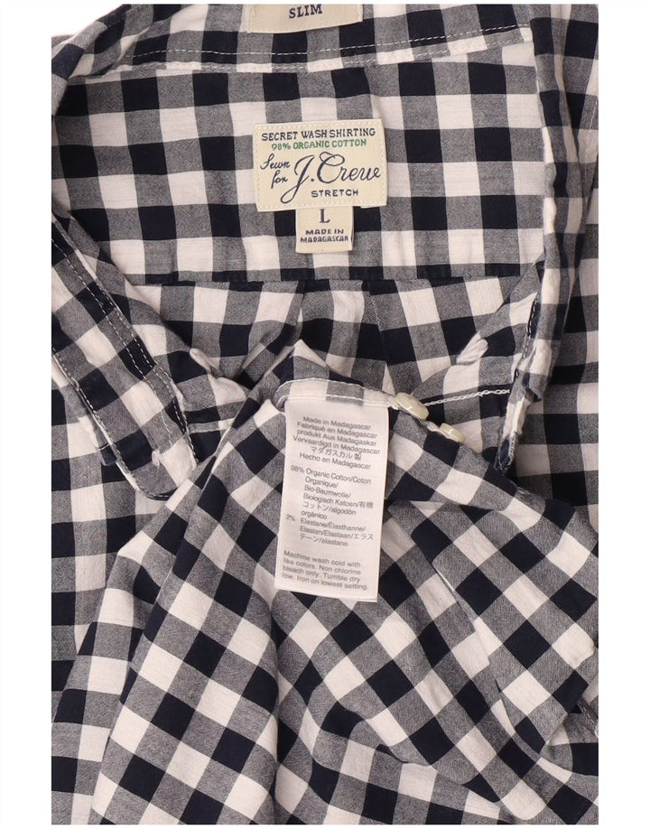 Ανδρικό πουκάμισο J. Crew Slim Large Navy Blue Gingham Cotton