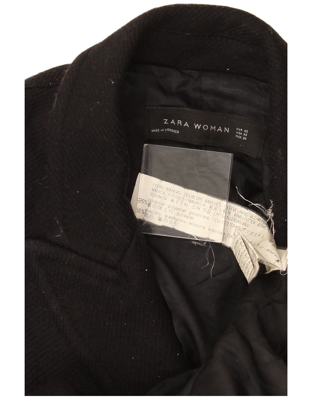 Zara Γυναικείο παλτό με διπλό στήθος UK 6 XS μαύρο πολυεστέρα