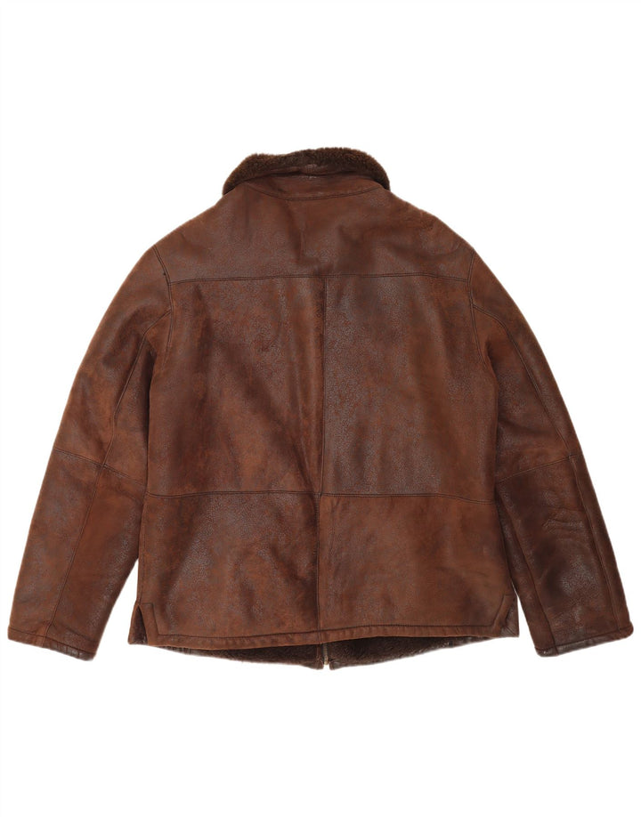 Ανδρικό Shearling Jacket VINTAGE IT 50 Large Brown Δερμάτινο