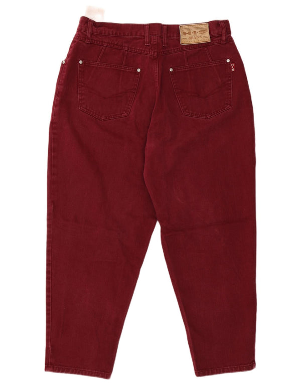 H.I.S Γυναικεία ψηλόμεση Crop Tapered jeans UK 20 2XL W34 L25 Burgundy