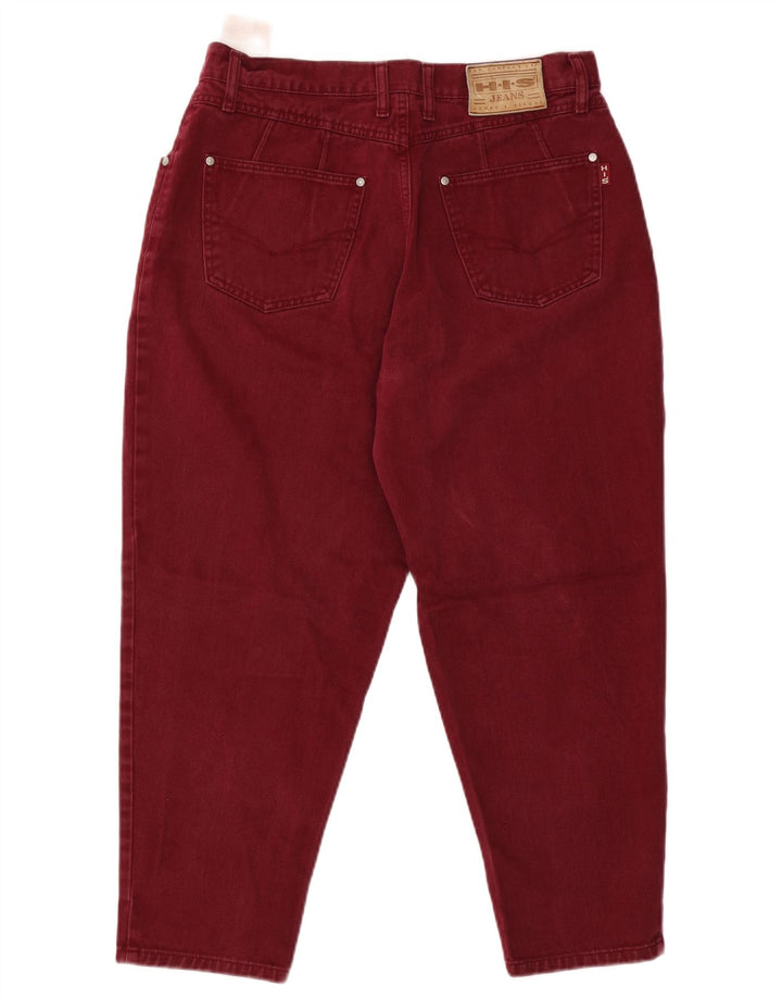 H.I.S Γυναικεία ψηλόμεση Crop Tapered jeans UK 20 2XL W34 L25 Burgundy