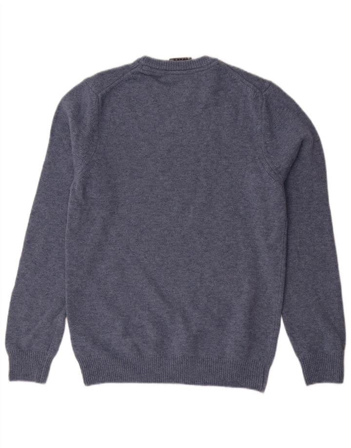 Ανδρικό πουλόβερ με λαιμόκοψη Lyle & Scott XS Blue Wool
