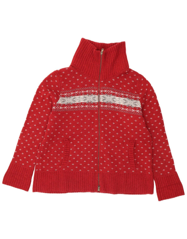 Γυναικείο πουλόβερ με ζακέτα Eddie Bauer UK 18 XL Red Fair Isle Cotton