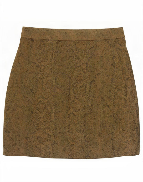 Vintage Γυναικεία Μίνι Φούστα IT 44 Medium W27 Khaki Animal Print