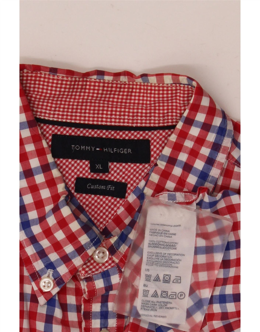 Ανδρικό πουκάμισο Tommy Hilfiger Custom Fit XL Red Gingham Cotton