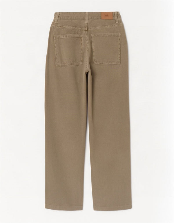 Zara Γυναικείο Ψηλόμεσο Τζιν EU 38 Small W28 L29 Χακί βαμβακερό