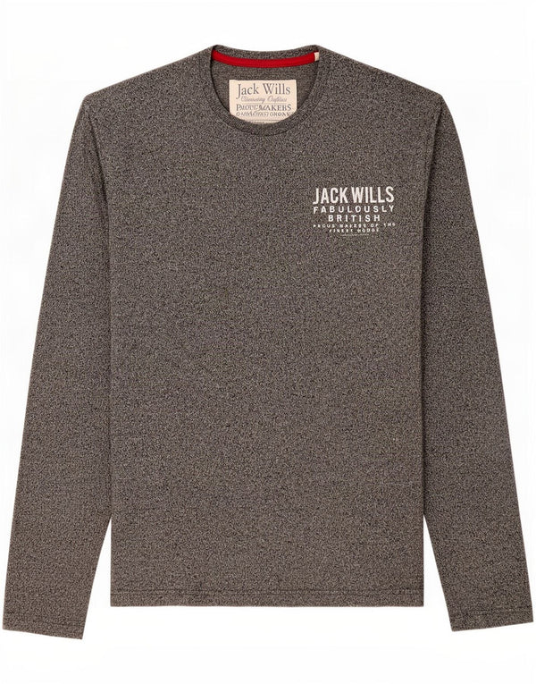 Jack Wills Ανδρική γραφική μπλούζα μακρυμάνικη Small Grey Flecked Cotton