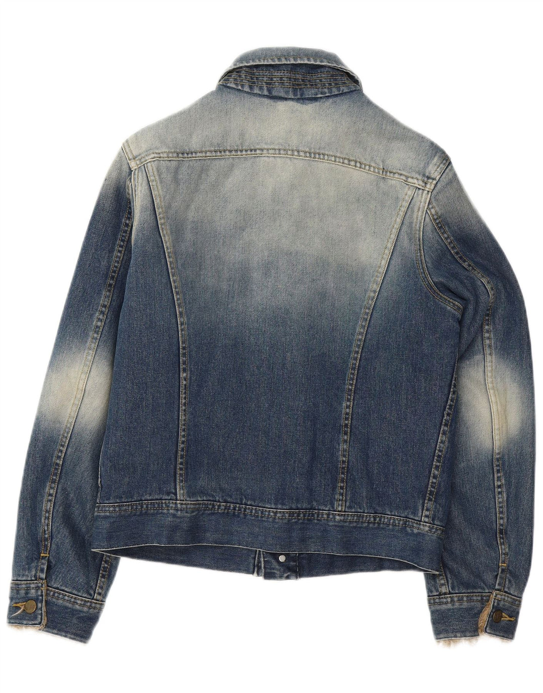 LEE Womens Sherpa Denim Jacket UK 14 Medium Blue Cotton