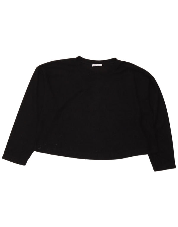 Zara Γυναικείο Trafaluc Crop Oversized Top Μακρύ μανίκι UK 10 Small Black