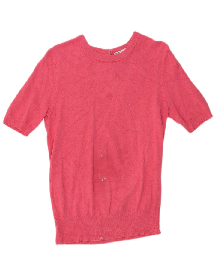 Zara Γυναικείο T-Shirt Top UK 16 Large Pink