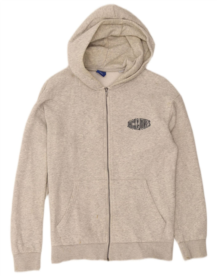 Ανδρικό πουλόβερ με κουκούλα με φερμουάρ JACK & JONES Βαμβακερό μεσαίο γκρι