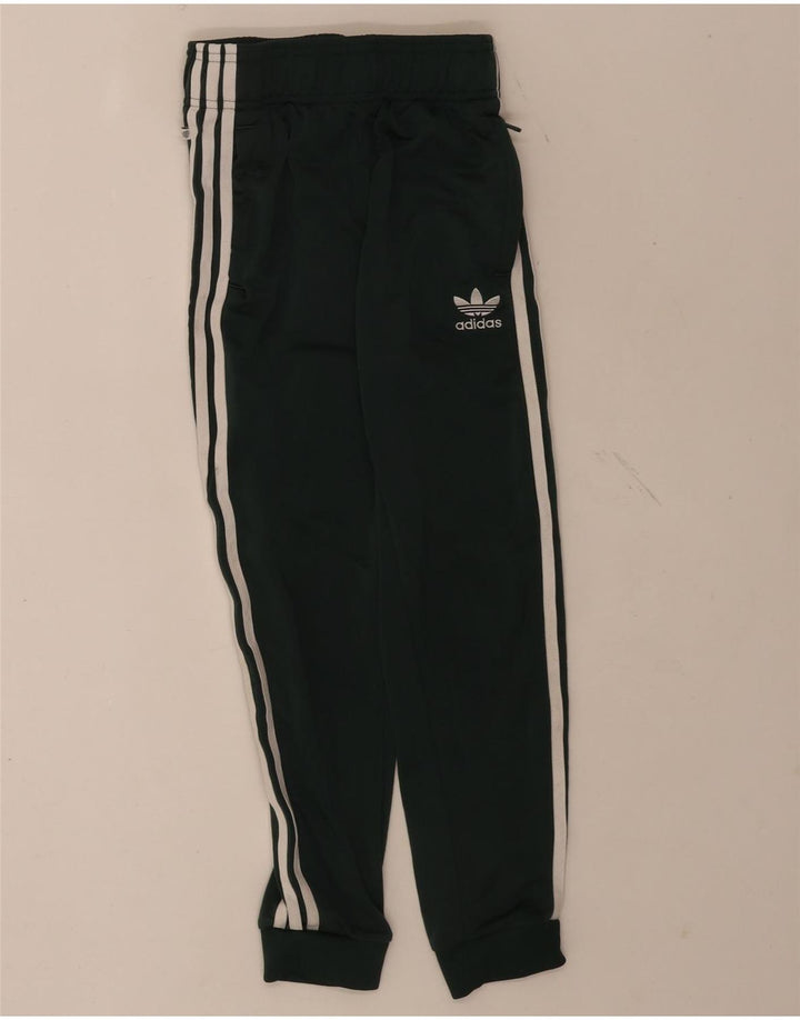 Adidas Boys Tracksuit Trousers Joggers 9-10 Years Green Polyester