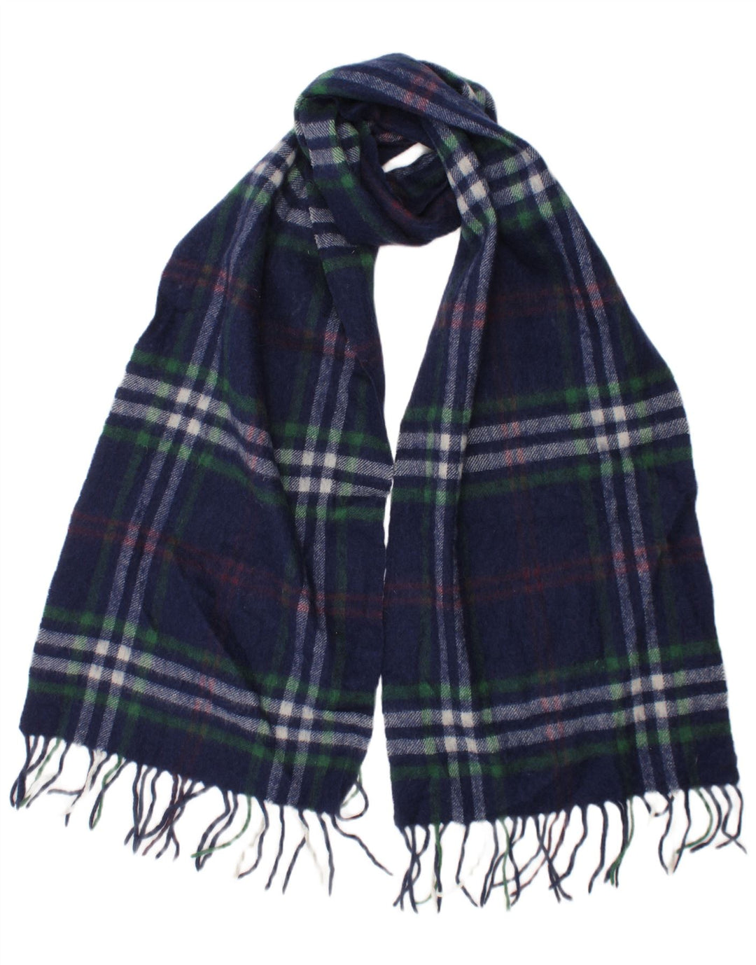 GUTTERIDGE Ανδρικό ορθογώνιο κασκόλ One Size Navy Blue καρό μαλλί Classic