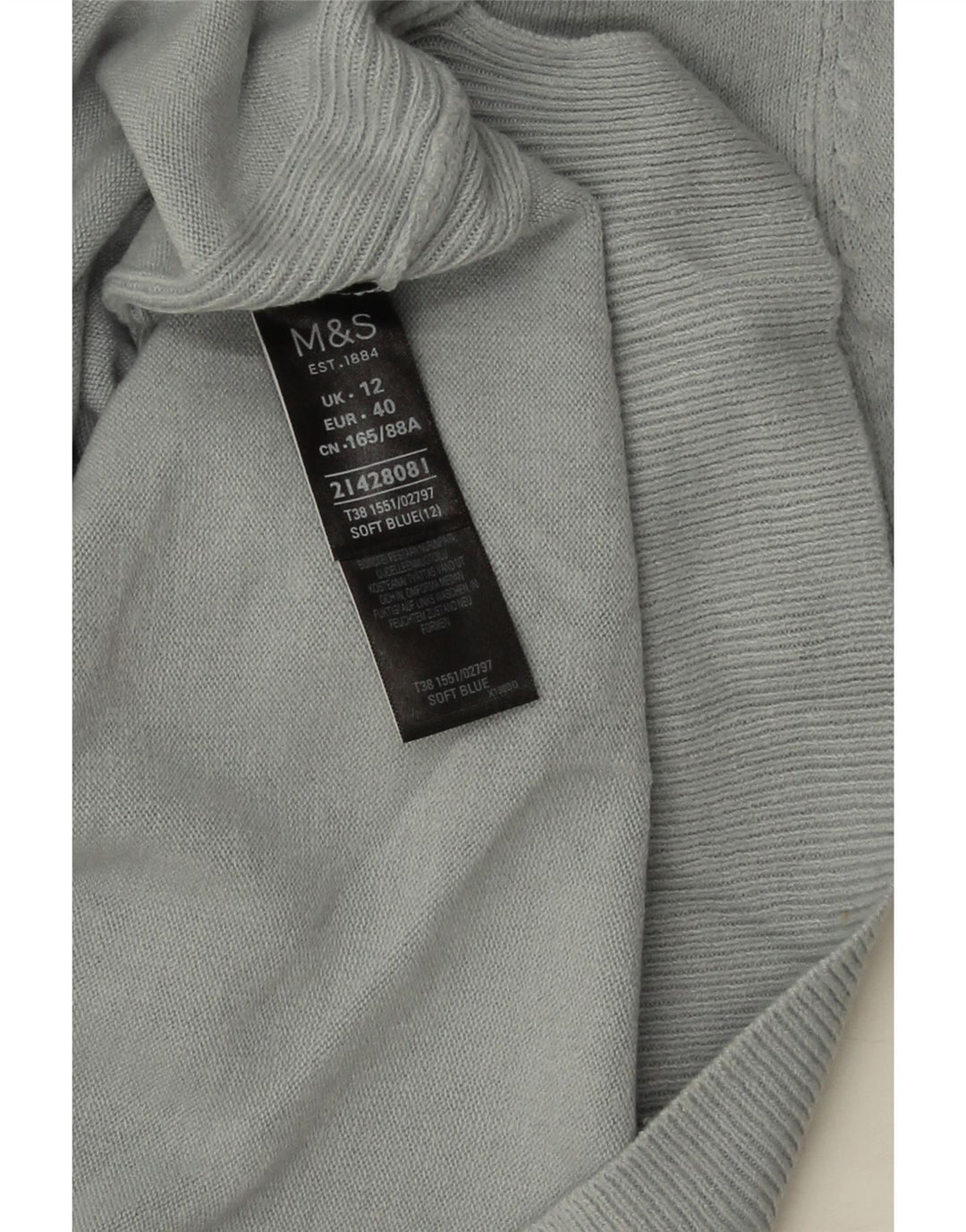 Marks & Spencer Γυναικείο πουλόβερ με λαιμόκοψη UK 12 μεσαίου μπλε ακρυλικό