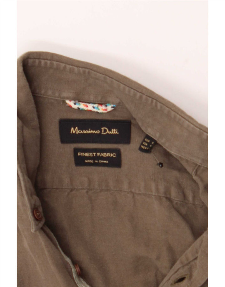 Ανδρικό πουκάμισο Massimo Dutti Μικρό Χακί