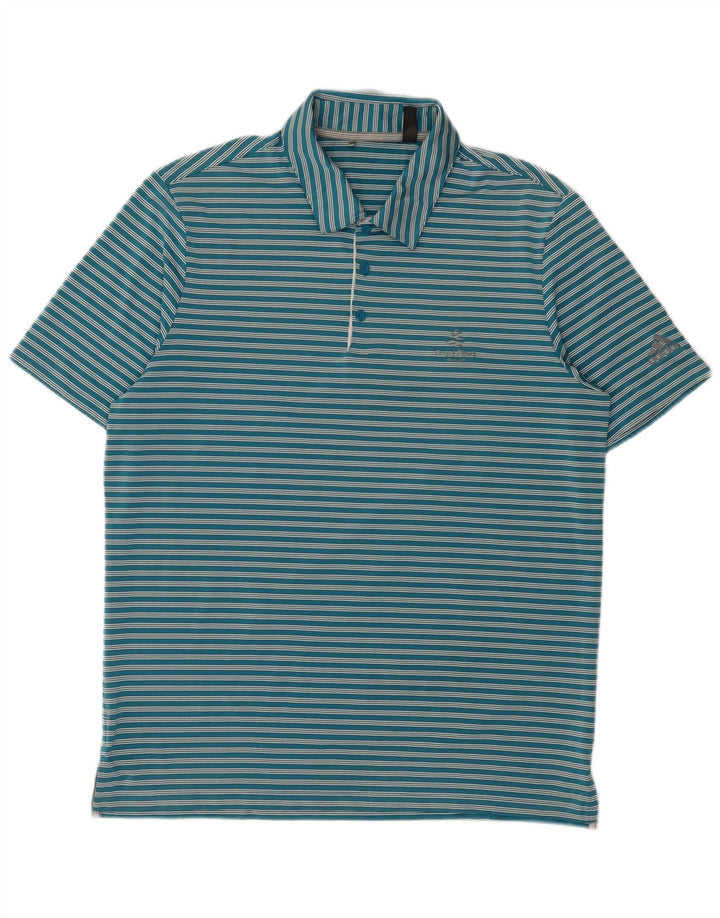 Ανδρικό πουκάμισο Adidas Polo μεγάλο μπλε ριγέ πολυεστέρα