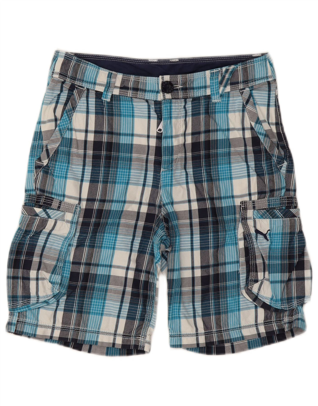 Σορτς Puma Boys Cargo 11-12 ετών W28 Μπλε βαμβακερό καρό