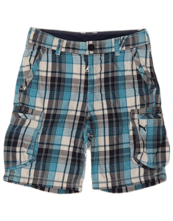 Σορτς Puma Boys Cargo 11-12 ετών W28 Μπλε βαμβακερό καρό