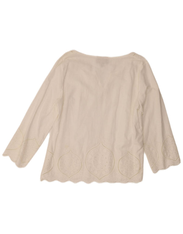 Laura Ashley Γυναικεία τοπ 3/4 μανίκια UK 16 μεγάλα λευκά λευκά είδη Paisley