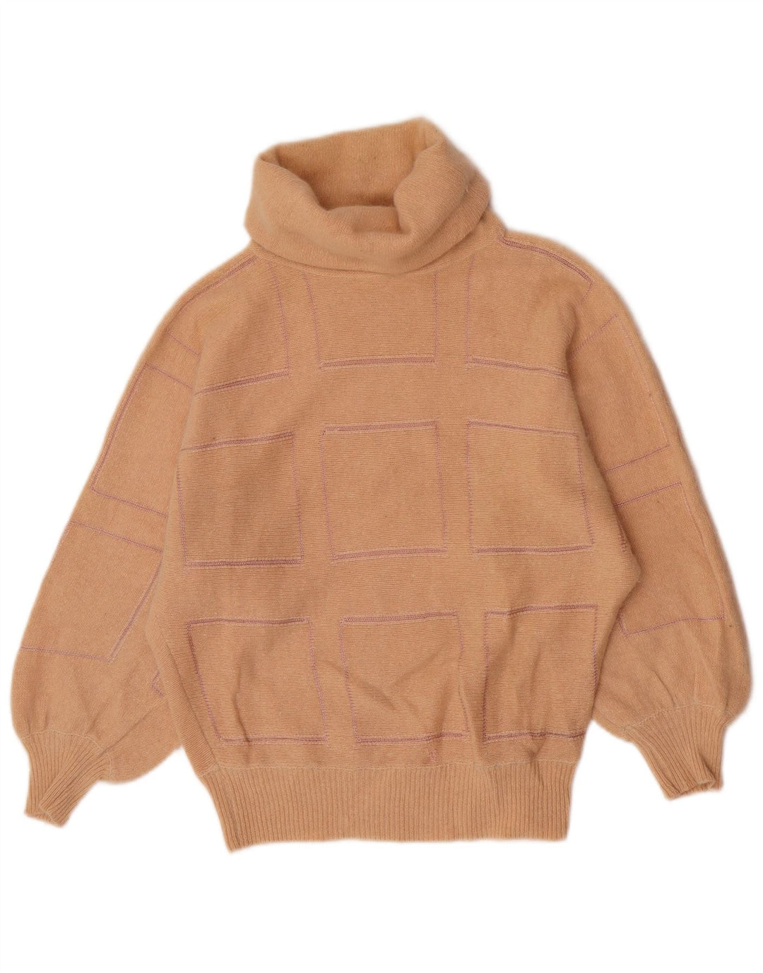 Vintage γυναικείο πουλόβερ με ρολό λαιμόκοψη IT 44 Medium Pink Geometric