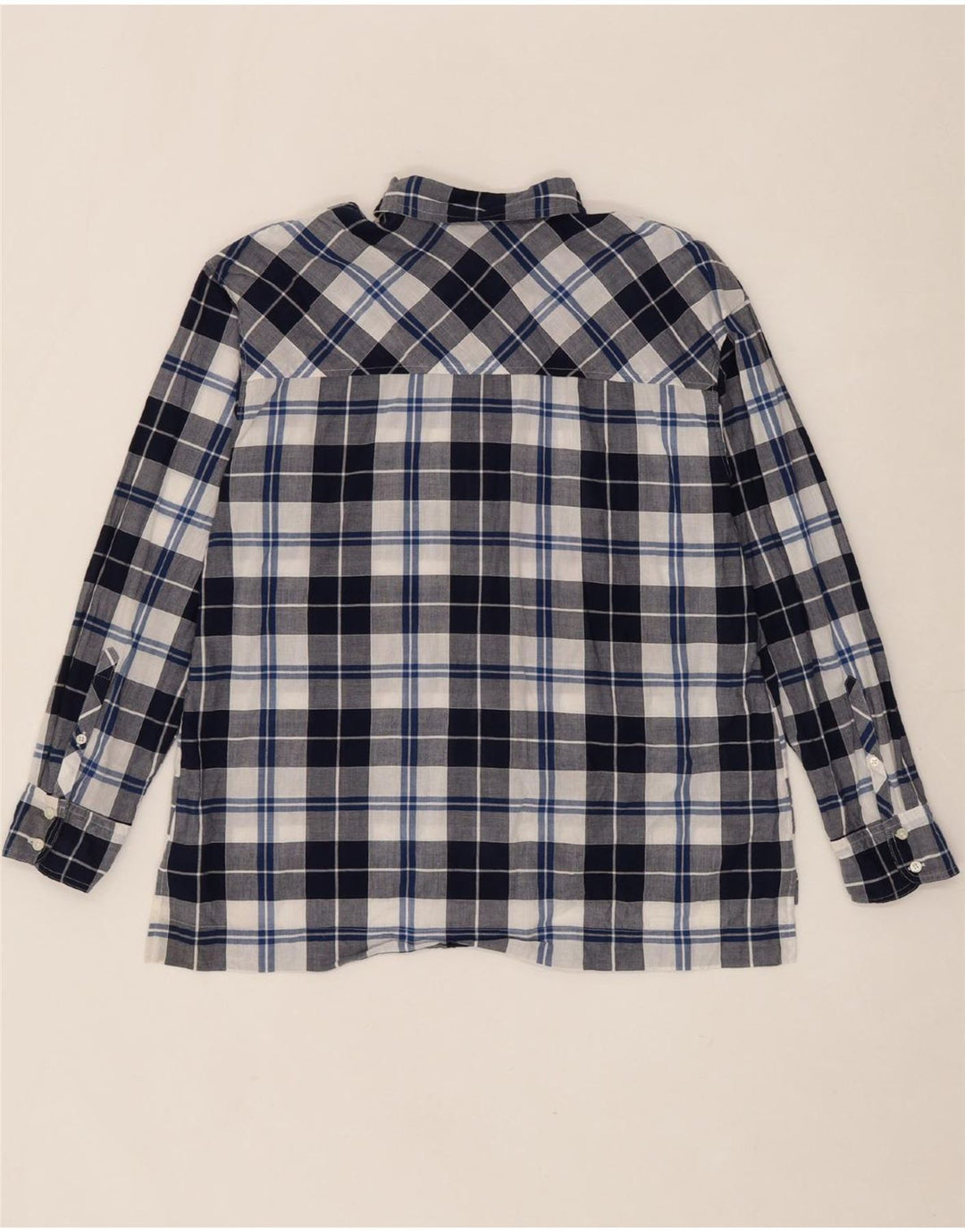 J. CREW Womens Flannel Shirt UK 14 Medium Navy Blue Check Cotton Vintage J. Crew and Second-Hand J. Crew from Messina Hembry 