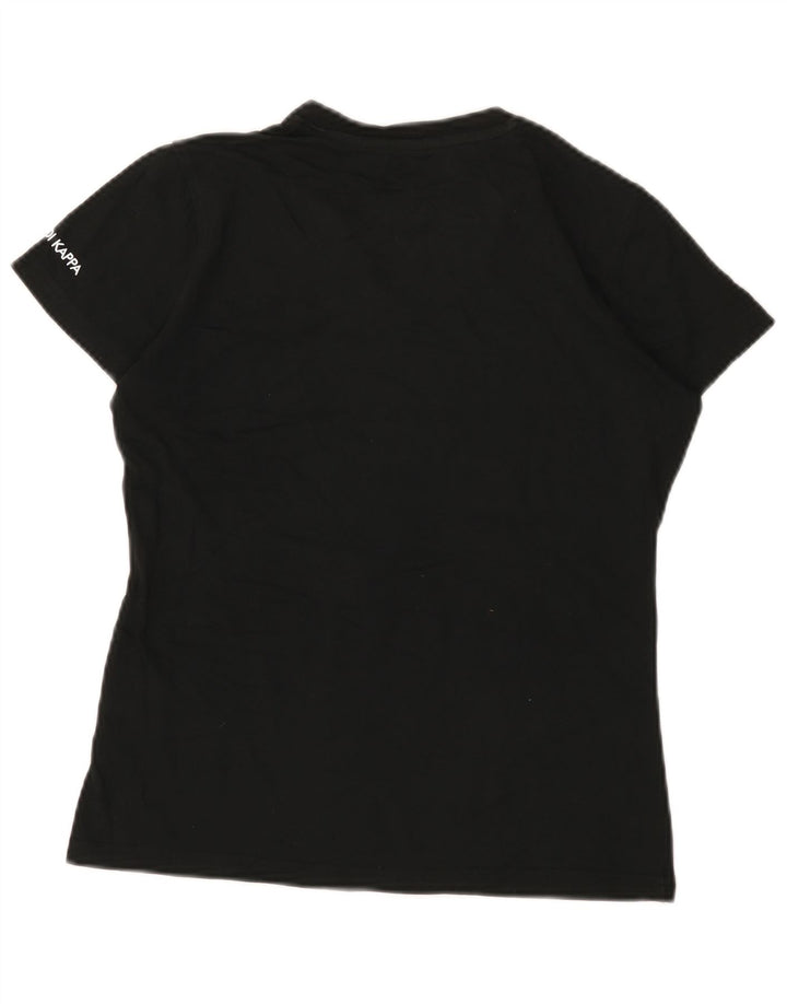 Kappa Γυναικείο T-Shirt Top UK 12 μεσαίο μαύρο βαμβακερό
