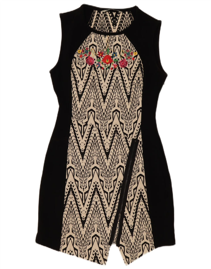 DESIGUAL Womens Sleeveless Sheath Dress EU 38 Medium Black Geometric
