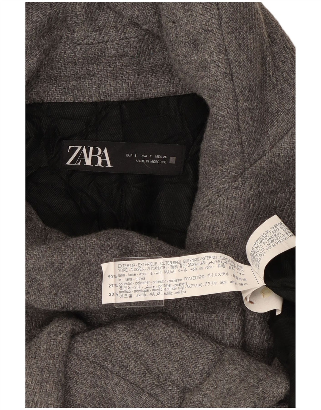 Zara Γυναικείο Bomber Jacket με κουκούλα UK 10 Small Grey Wool