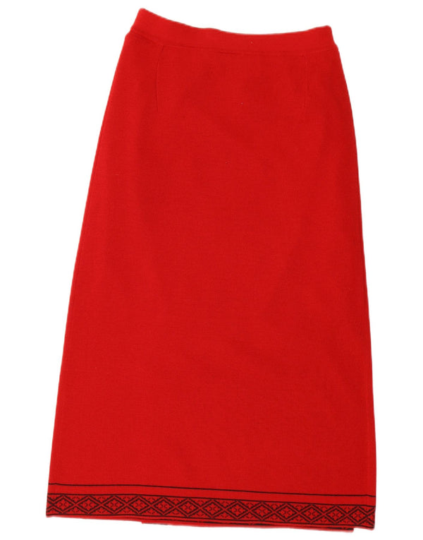 Country Casuals Γυναικεία Ψηλόμεση Μίντι Φούστα Μεσαία W28 Κόκκινο γεωμετρικό μαλλί