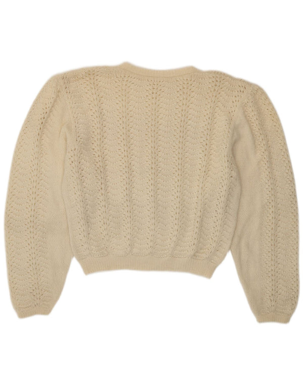 Vintage γυναικείο πουλόβερ με λαιμόκοψη UK 16 Large Off White