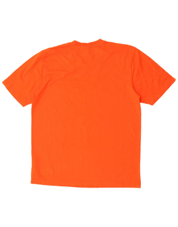 Russell Athletic Mens Graphic T-Shirt Top Medium Orange Cotton