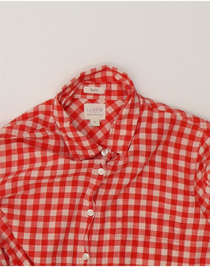 J. CREW Womens Boy Fit Pullover Shirt UK 6 XS Red Gingham Cotton Vintage J. Crew and Second-Hand J. Crew from Messina Hembry 