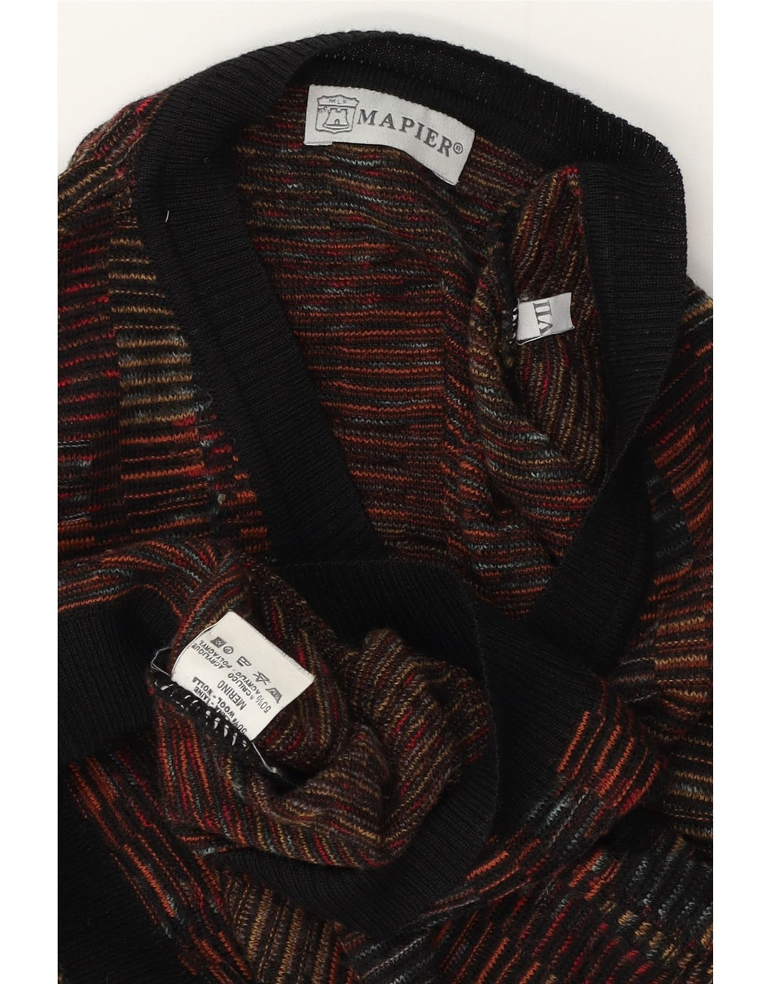Mapier Ανδρικό πουλόβερ με λαιμόκοψη με V λαιμόκοψη Μεγάλο πολύχρωμο γεωμετρικό μαλλί Merino