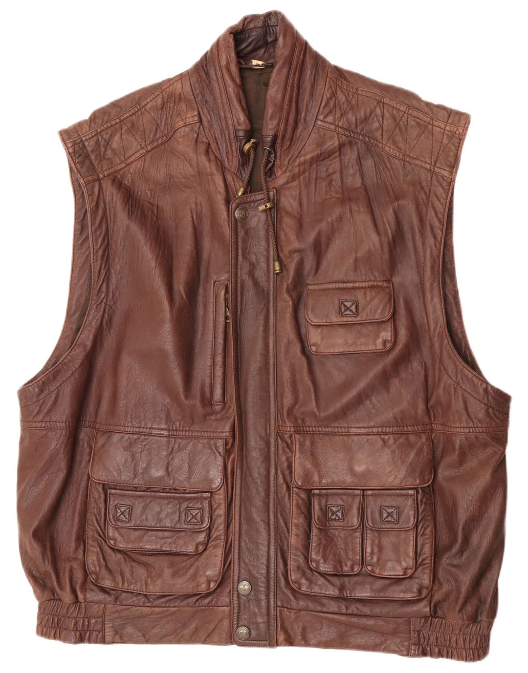 Forster Ανδρικό Δερμάτινο Gilet EU 60 5XL Καφέ