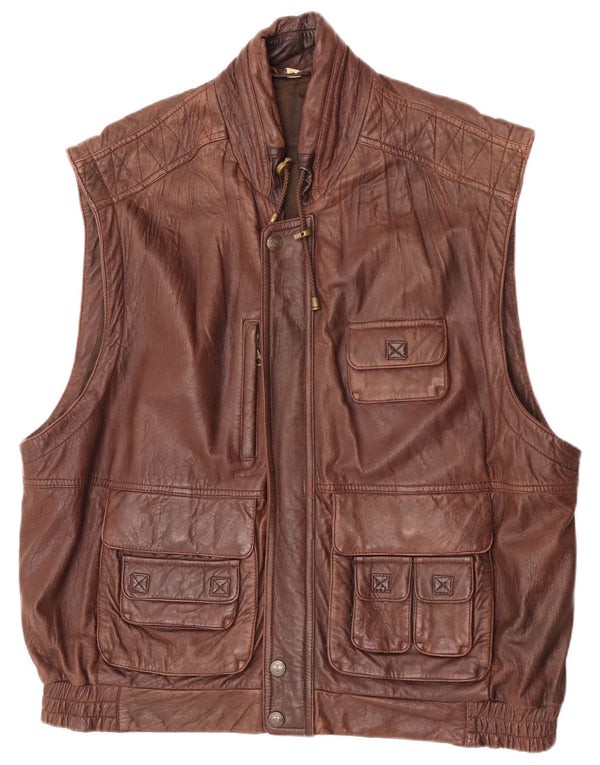 Forster Ανδρικό Δερμάτινο Gilet EU 60 5XL Καφέ