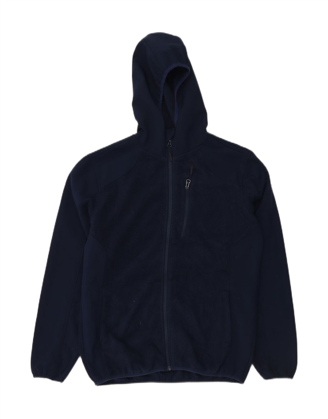 REEBOK Mens Hooded Fleece Jacket UK 38 Medium Navy Blue Polyester Vintage Reebok and Second-Hand Reebok from Messina Hembry 