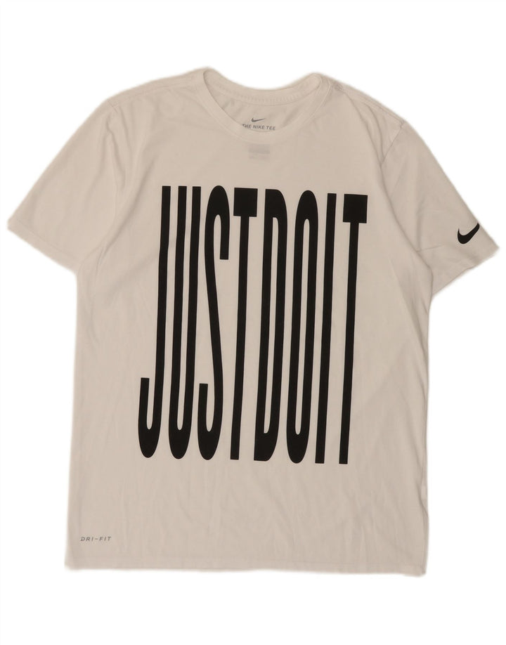 Ανδρικό γραφικό μπλουζάκι NIKE, Dri Fit, μεσαίο λευκό