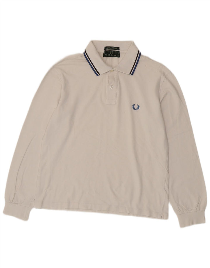 Fred Perry Ανδρικό μακρυμάνικο μπλουζάκι πόλο, μεσαίο λευκό βαμβακερό