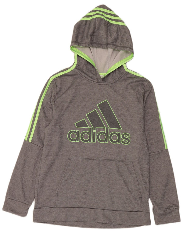 Adidas Boys Graphic Hoodie Jumper 15-16 Years XL  Grey Polyester