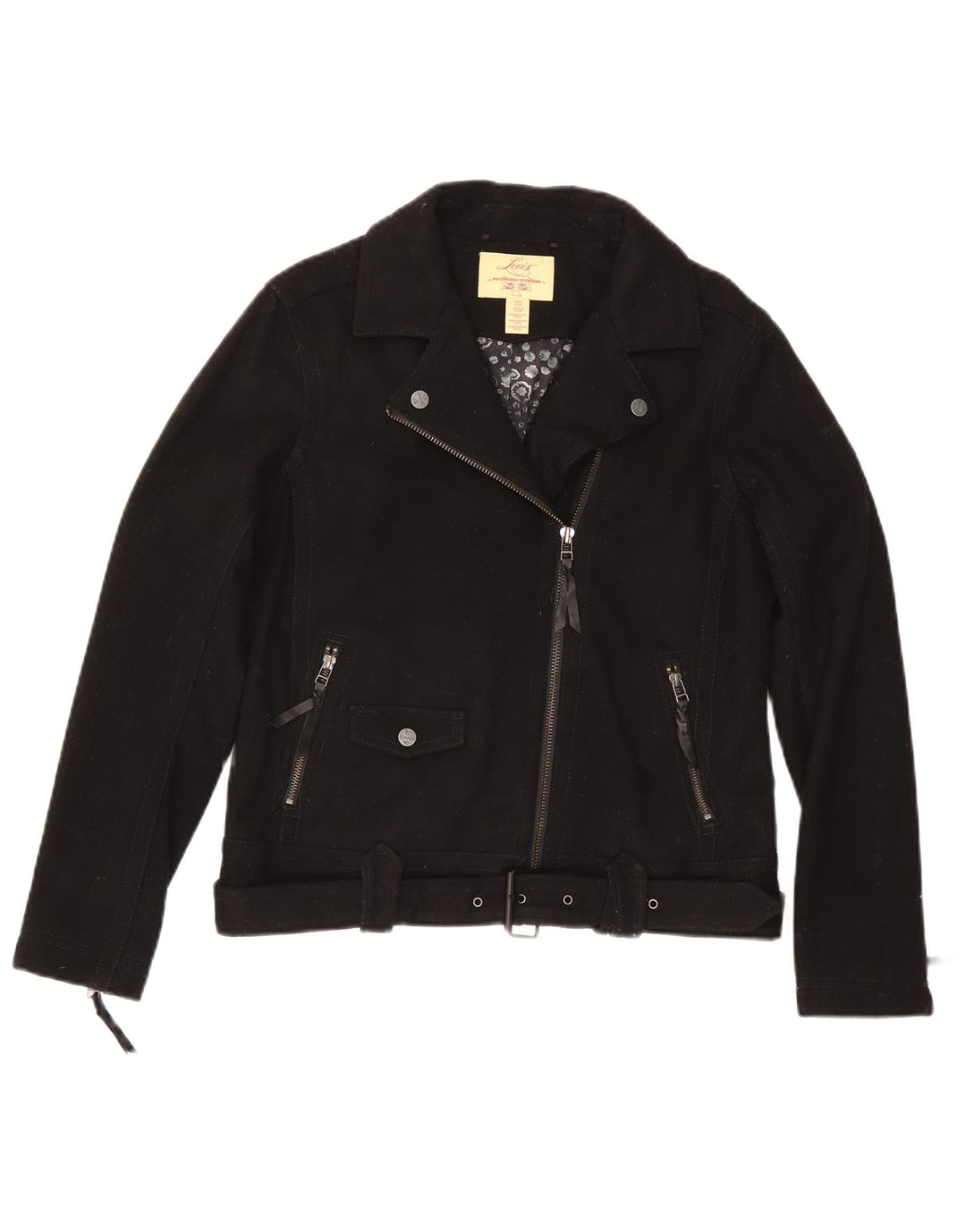 Levi's Womens Biker Jacket UK 14 Medium Black Wool
